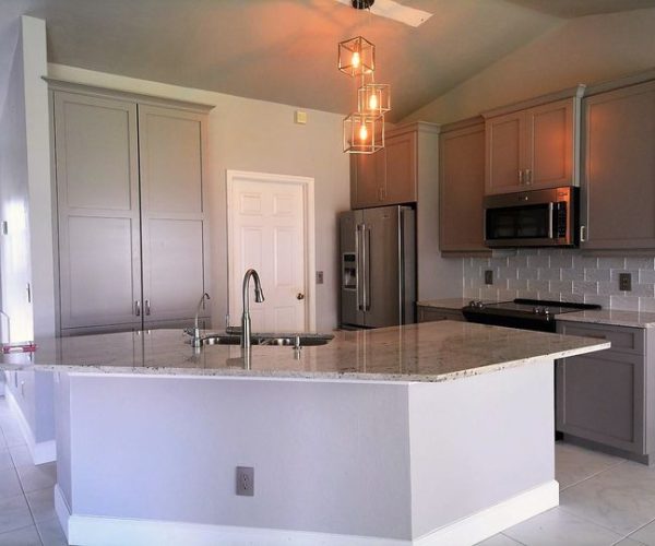 Kitchen with Gray Cabinets